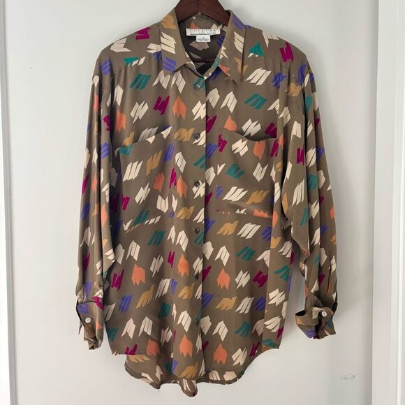 Alexander Julian Other - Vintage Colours by Alexander Julian 100% Silk Button Down Shirt — Size 8